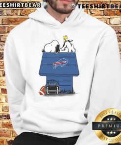 Alt Text: Cute Buffalo Bills football hoodie featuring Snoopy and Woodstock from The Peanuts, perfect for fans and cozy wear.