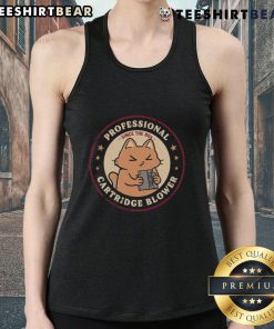 Adorable cat graphic on a retro tank top, promoting a fun vibe for 'Cute Cat Pro Cartridge Blower Since the 80s' style.