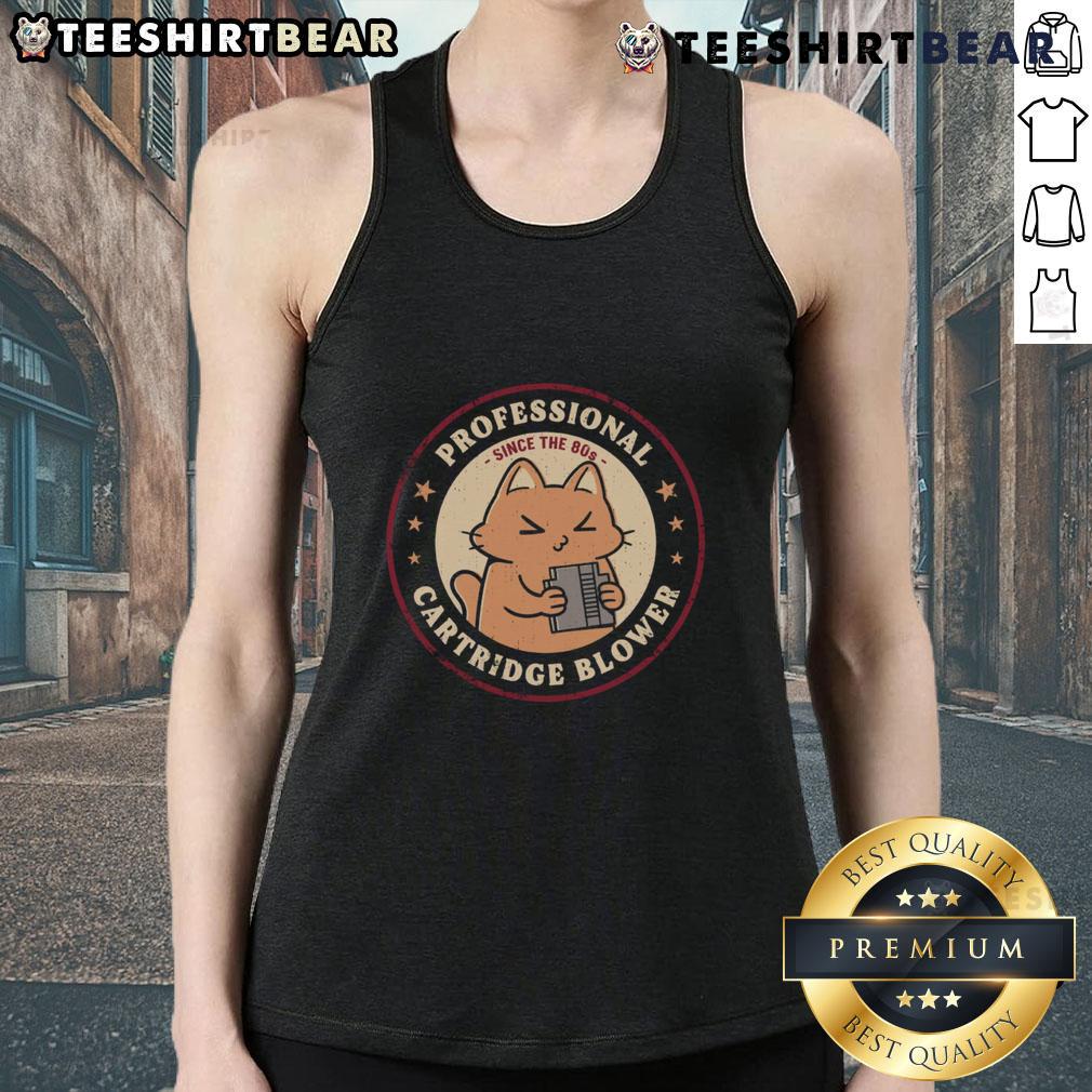 Cute Cat Pro Cartridge Blower Since The 80S Tank Top Adorable cat graphic on a retro tank top, promoting a fun vibe for 'Cute Cat Pro Cartridge Blower Since the 80s' style.