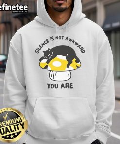 Cute cat wearing a Silence Is Not Awkward, You Are hoodie, showcasing a playful and humorous style perfect for cat lovers.