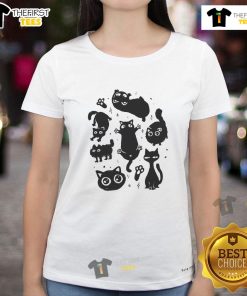 Cute cats design on a black floofs ladies tee, perfect for cat lovers and stylish comfort.
