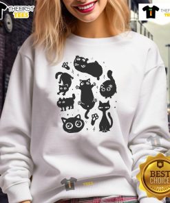 Cute Cats black floofs sweatshirt featuring adorable cat illustrations, perfect for cat lovers and cozy outfits.