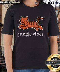 Cute Cincinnati Bengals Jungle Vibes Run Wild Ladies Tee featuring vibrant graphics and a stylish design for fans.