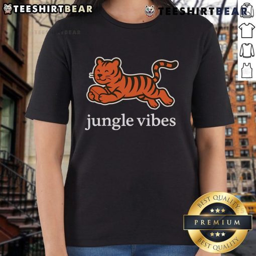 Cute Cincinnati Bengals Jungle Vibes Run Wild Ladies Tee featuring vibrant graphics and a stylish design for fans.