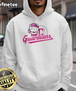 Cute Cleveland Guardians Hello Kitty 2025 baseball hoodie featuring playful designs and vibrant colors for fans.