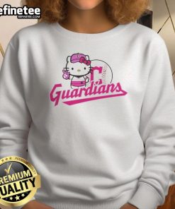 Alt Text: Cute Cleveland Guardians Hello Kitty 2025 baseball sweatshirt featuring vibrant colors and playful design for fans.