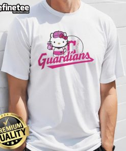 Alt Text: Cute Cleveland Guardians Hello Kitty 2025 Baseball T-Shirt featuring a playful design for fans and collectors.
