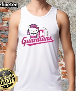 Alt Text: Cute Cleveland Guardians Hello Kitty 2025 baseball tank top featuring playful graphics and vibrant colors.