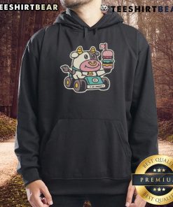 Cute Cow Burger Racer Fast Food Hoodie featuring a playful cow design, perfect for casual style and food lovers.