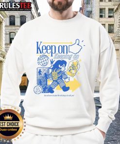 Alt Text: Cute Death Stranding sweatshirt featuring 'Time to Connect, Keep On Keeping On' design, perfect for gamers.