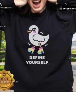 Colorful Cute Define Yourself Pride Duck Sweatshirt featuring a vibrant duck design and a message of self-expression.