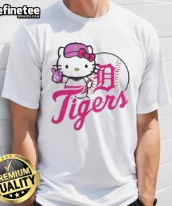 Cute Detroit Tigers Hello Kitty 2025 baseball t-shirt featuring a playful design perfect for fans and collectors.