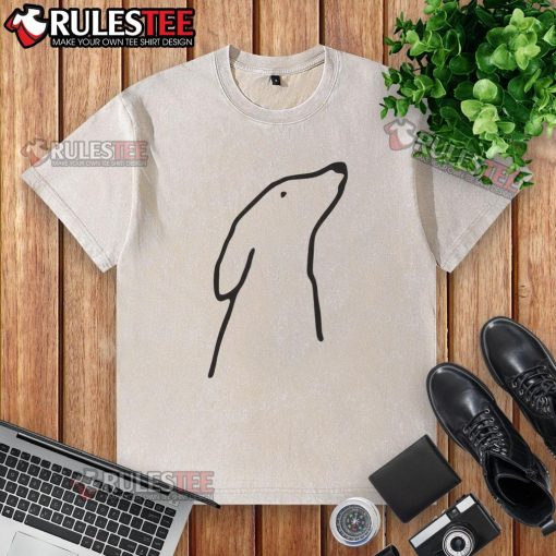 Alt Text: Cute dog graphic on a classic washed t-shirt, perfect for dog lovers and casual wear enthusiasts.