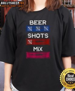 Cute drinking tally shirt for ladies featuring a fun beer and shots mix party tracker design.