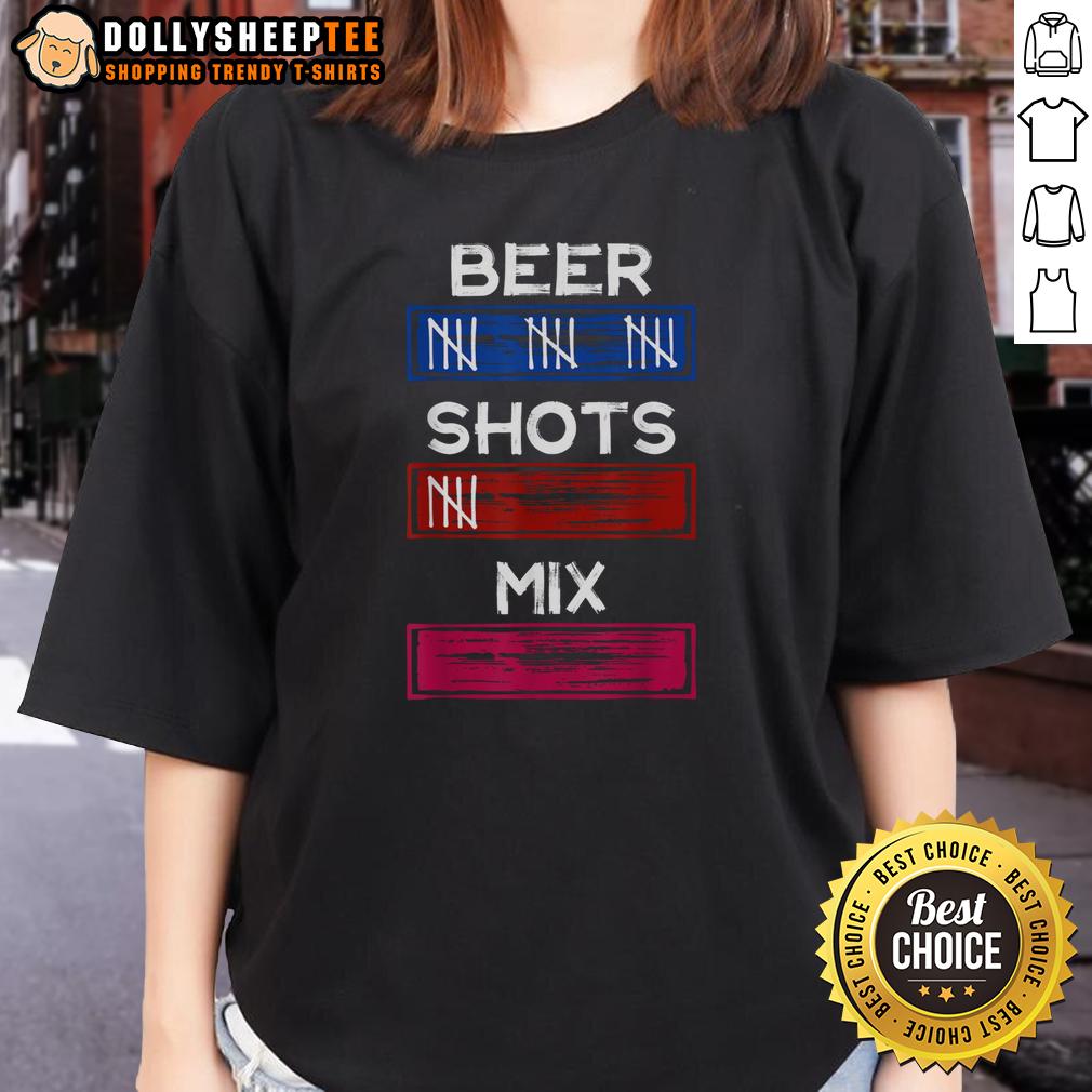 Cute Drinking Tally Shirt Beer Shots Mix Party Tracker Ladies Tee Cute drinking tally shirt for ladies featuring a fun beer and shots mix party tracker design.