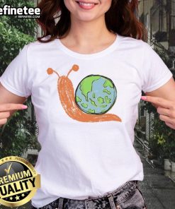 Cute Earth Snail Ladies Tee featuring a whimsical snail design on a soft fabric, perfect for casual wear.