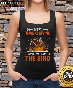 Alt Text: Cute Thanksgiving tank top featuring a turkey design, perfect for family gatherings and festive celebrations.