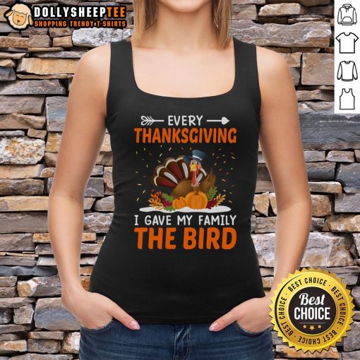 Alt Text: Cute Thanksgiving tank top featuring a turkey design, perfect for family gatherings and festive celebrations.