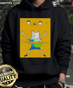 Cute Finn the Human hugs Bob's hoodie, showcasing a playful and cozy style inspired by Adventure Time.