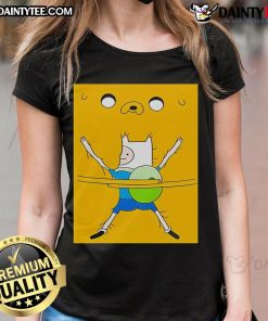 Cute Finn the Human Hug Bobs ladies tee featuring vibrant colors and playful design for Adventure Time fans.