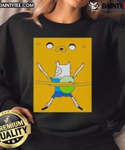Cute Finn the Human hug bob sweatshirt featuring vibrant colors and playful design, perfect for Adventure Time fans.