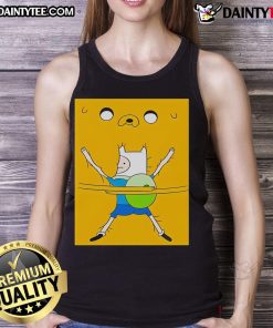 Cute Finn the Human hugging in a colorful tank top, showcasing playful design perfect for Adventure Time fans.