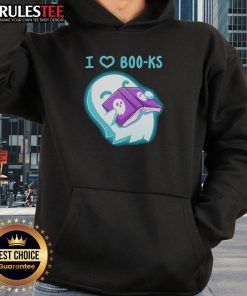 Cute ghost design on I Heart Boo-ks hoodie, perfect for Halloween lovers and cozy book enthusiasts.