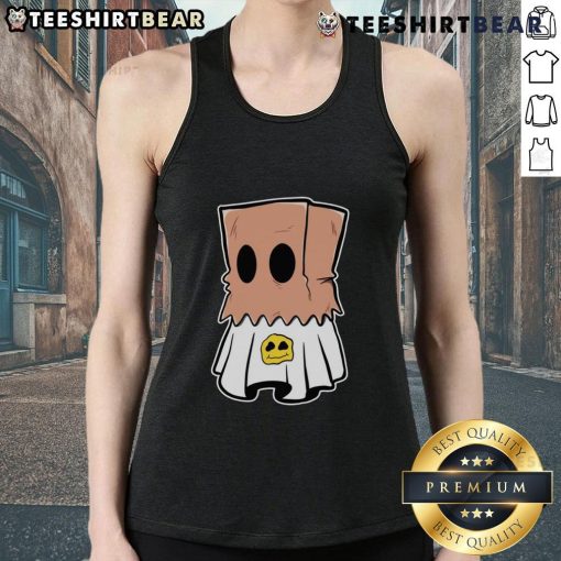 Adorable ghost design on a Halloween tank top, perfect for festive celebrations and spooky season style.