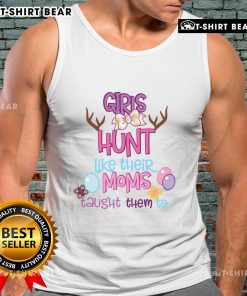 Cute girls wearing matching tank tops, hunting for Easter eggs like their moms taught them, showcasing festive family traditions.