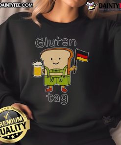 Alt Text: Cute gluten tag bread German beer sweatshirt design featuring playful graphics and cozy fit for beer lovers.