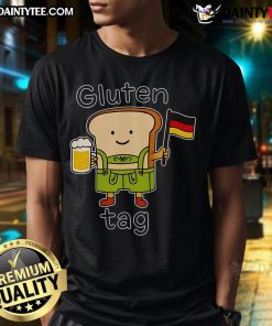 Adorable 'Cute Gluten Tag Bread' German Beer T-Shirt featuring fun graphics, perfect for beer lovers and festival-goers.