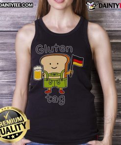 Cute gluten tag design on a German beer tank top, perfect for beer lovers and gluten-free enthusiasts.