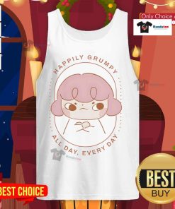 Model wearing a Cute Happily Grumpy All Day Every Day Tank Top, showcasing a fun and playful design for casual wear.