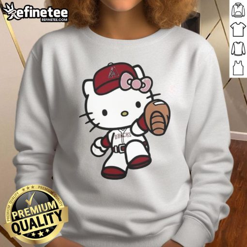 Cute Hello Kitty Arizona Diamondbacks MLB 2025 sweatshirt featuring vibrant graphics and cozy design for fans.