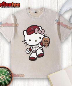 Alt Text: Cute Hello Kitty Arizona Diamondbacks MLB 2025 washed t-shirt featuring a playful design and vibrant colors.