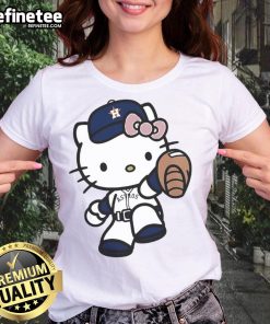 Cute Hello Kitty Houston Astros MLB 2025 ladies tee featuring a playful design for baseball fans.