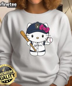 Alt Text: Cute Hello Kitty Milwaukee Brewers MLB 2025 sweatshirt featuring a playful design and vibrant team colors.