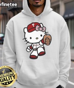 Cute Hello Kitty Philadelphia Phillies MLB 2025 hoodie featuring vibrant colors and playful design for fans.