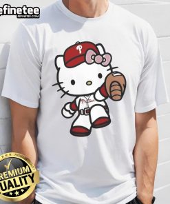Alt Text: Cute Hello Kitty Philadelphia Phillies MLB 2025 T-shirt featuring vibrant graphics and a playful design for fans.