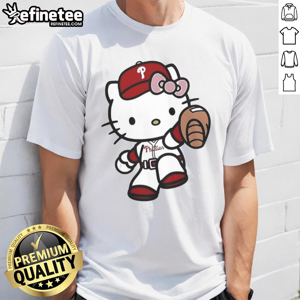 Cute Hello Kitty Philadelphia Phillies Mlb 2025 T Shirt Alt Text: Cute Hello Kitty Philadelphia Phillies MLB 2025 T-shirt featuring vibrant graphics and a playful design for fans.
