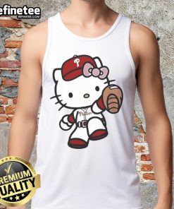 Alt Text: Cute Hello Kitty Philadelphia Phillies MLB 2025 tank top featuring a playful design for baseball fans.