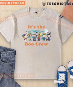 Alt Text: Cute It's The Boo Crew Peanuts washed t-shirt featuring vibrant graphic design perfect for Halloween fun.