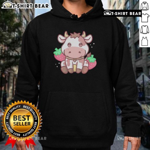 Alt Text: Cute Kawaii Strawberry Cow Hoodie featuring a playful design, perfect for cozy and stylish casual wear.