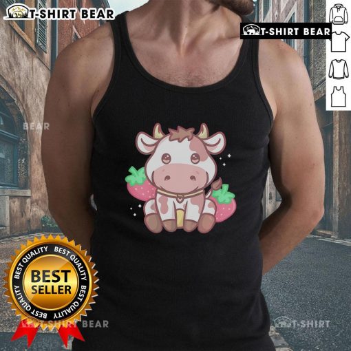 Cute Kawaii Strawberry Cow Tank Top featuring a playful design, perfect for casual summer outfits.