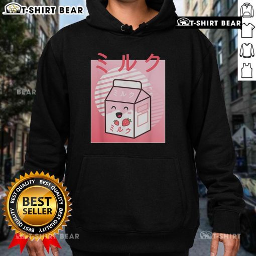 Alt Text: Cute kawaii strawberry milk hoodie featuring a vibrant Japanese aesthetic design, perfect for cozy fashion lovers.