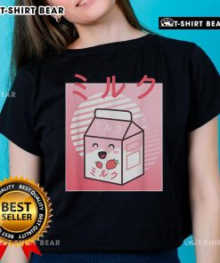 Alt Text: Cute Kawaii Strawberry Milk Japanese Aesthetic Ladies Tee showcasing a playful design with vibrant colors.