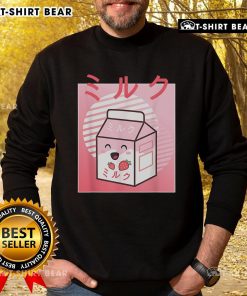 Cute kawaii strawberry milk sweatshirt featuring a vibrant design, perfect for Japanese aesthetic fashion lovers.