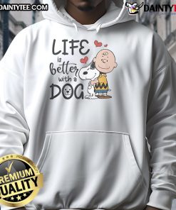Cute Life Is Better With A Dog Snoopy hoodie featuring Peanuts character, perfect for dog lovers and casual wear.