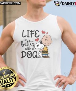Cute Life Is Better With A Dog Peanuts Snoopy tank top featuring Snoopy and a playful design for dog lovers.