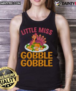 Adorable Cute Little Miss Gobble Gobble Thanksgiving Turkey Tank Top for kids, perfect for festive holiday celebrations.